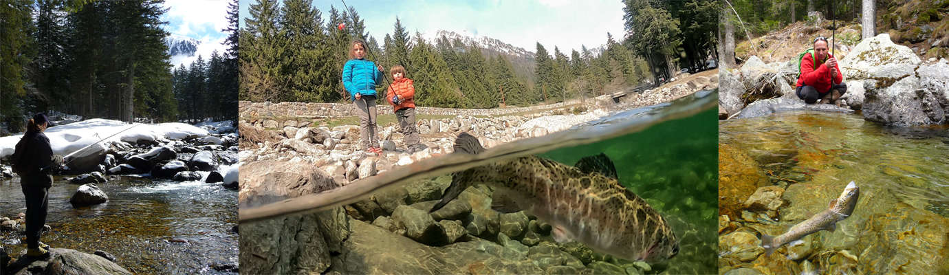 pecheurs sur le parcours de pêche touristique du Boréon, rivière, lac et poissons